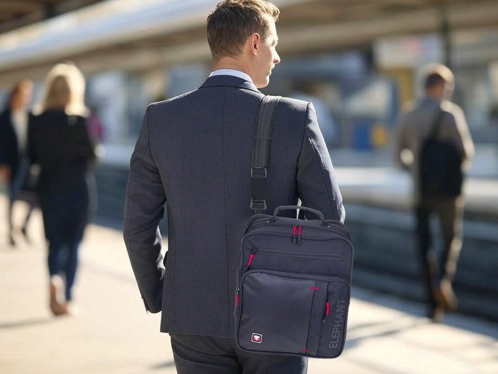 ELEPHANT Flugumhänger Arbeitstasche Reise Tasche Büro Freizeit Hochformat, Umhängetasche Flugbegleiter Arbeit Reise Büro Bag Dark 3624 + Etui
