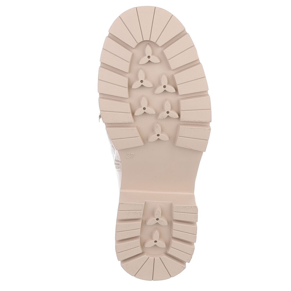 Ital-Design Langer Schnürstiefel für Damen – Komfortabel und stilvoll Plateaustiefel (90109840) Blockabsatz Stiefel in Beige