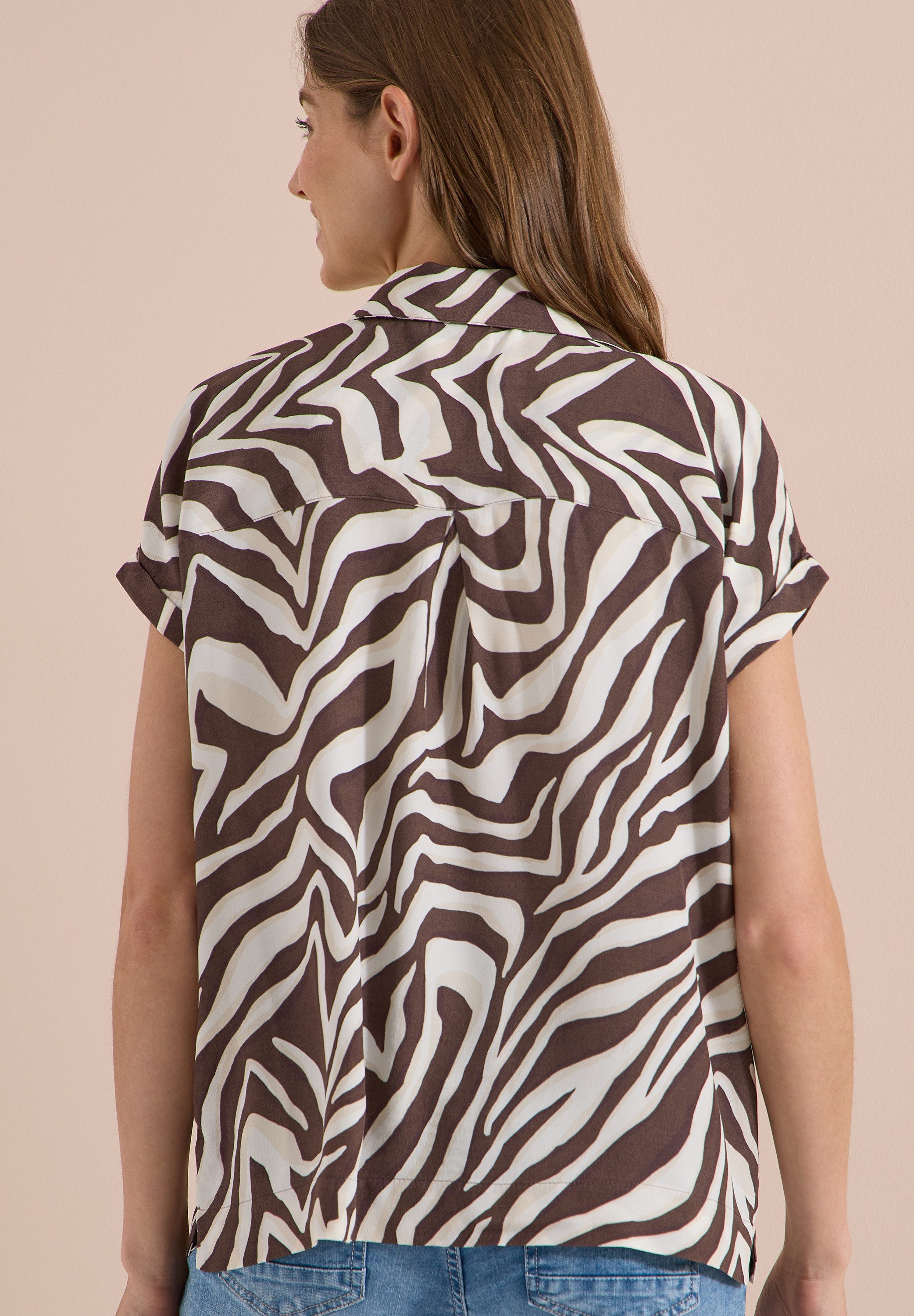 CECIL Hemdbluse Sommerbluse, Turn-up-Detail, Knopfleiste, Viskose