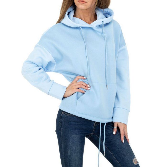 Ital-Design Sweatshirt Damen Freizeit Kapuze Stretch Sweatshirt in Hellblau