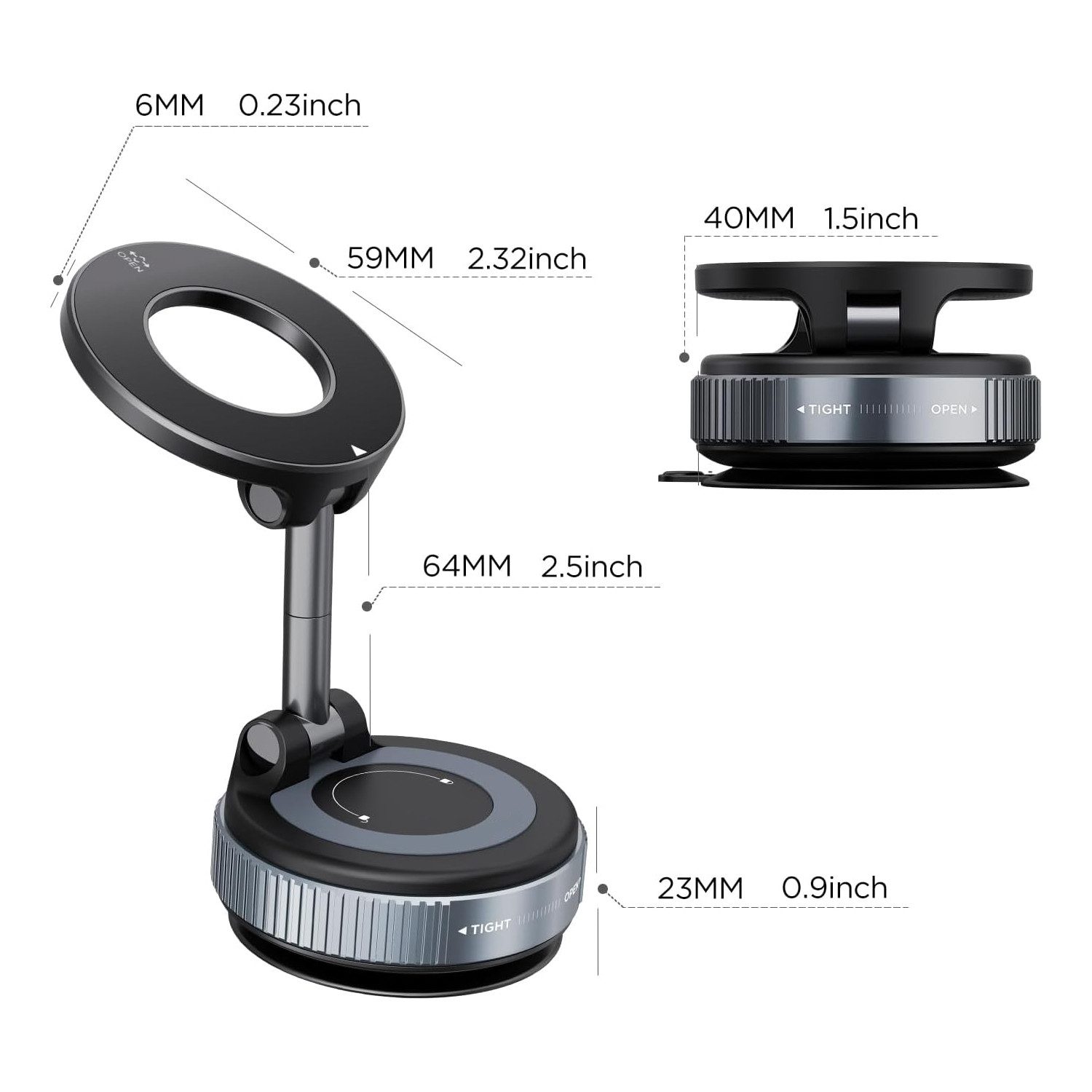 TUWENA Handy-Halterung Vakuum Magnetischer Handyhalterung Auto für Magsafe Autohalterung, (Auto Magnet für Alle Handys, 360° Drehbar) – Bild 2 von 5