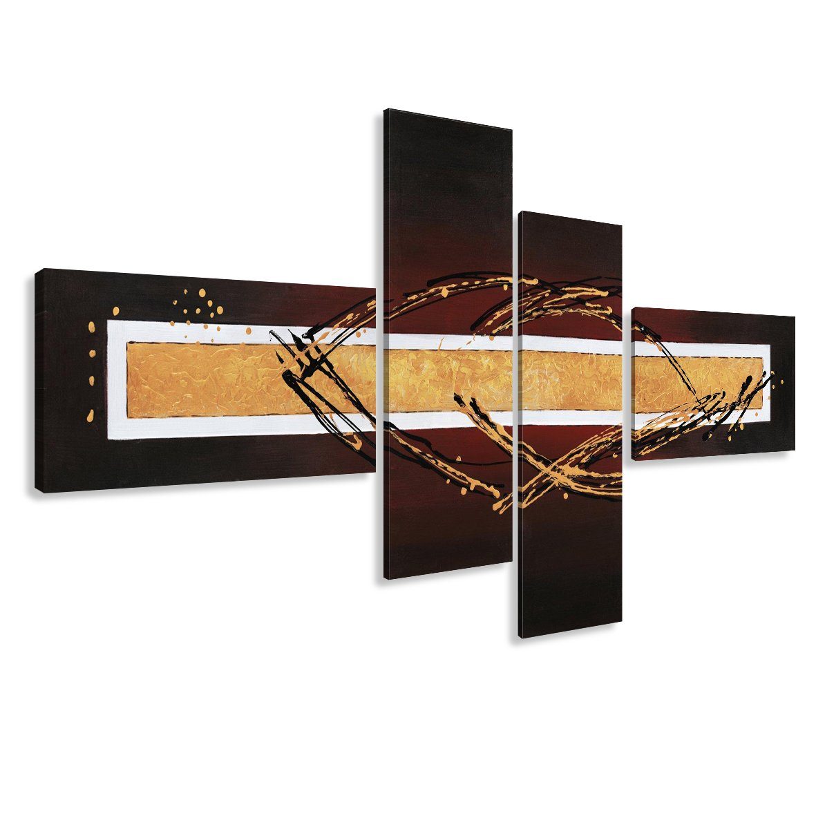 Visario XXL-Wandbild 4 er Set auf Leinwand fertig gerahmt sofort aufhängbar 195 x 80 cm, 6808