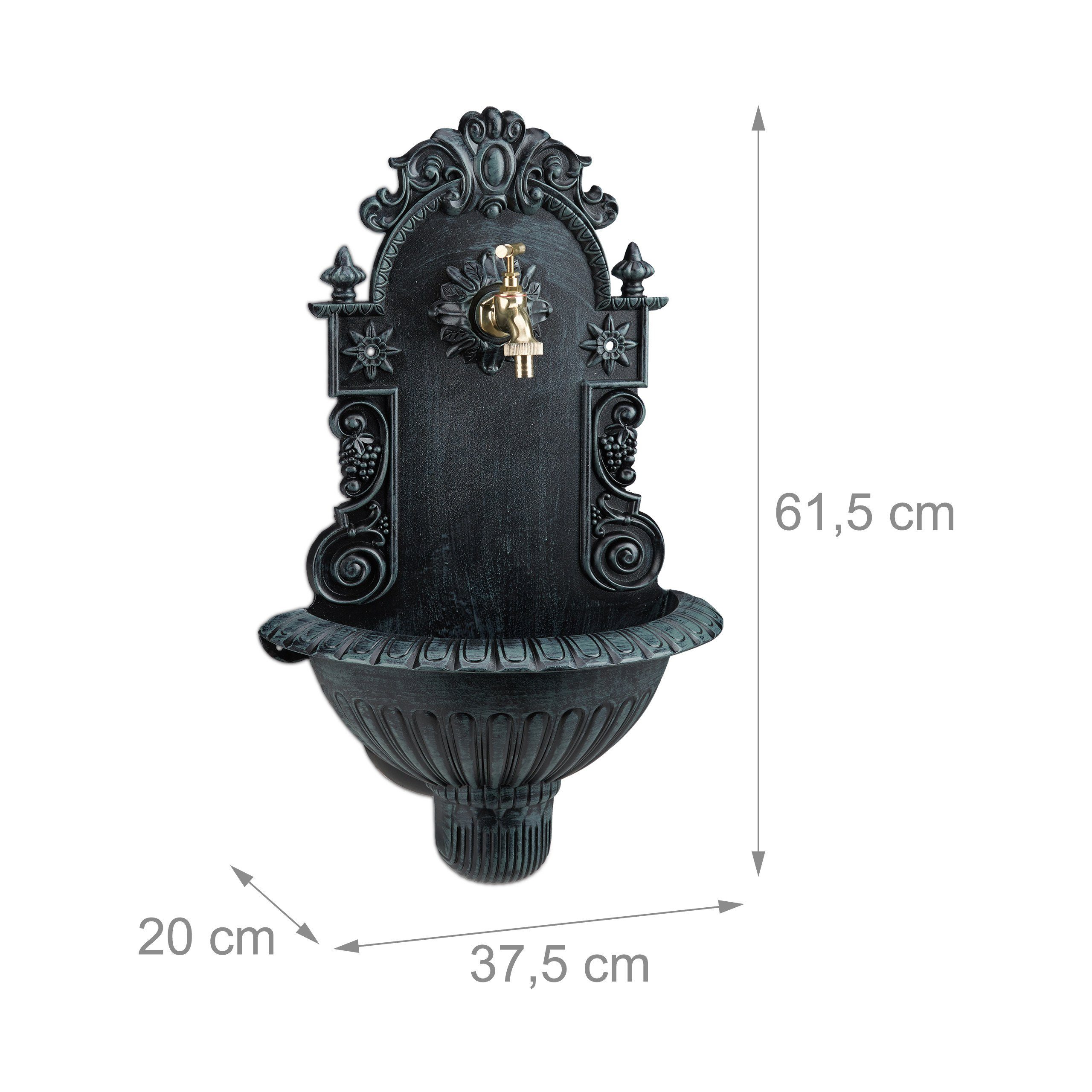 relaxdays Gartenbrunnen Wandbrunnen Antik, 37.5 cm Breite, Wasserbecken BxT: 30x15 cm, (1 tlg) – Bild 4 von 5