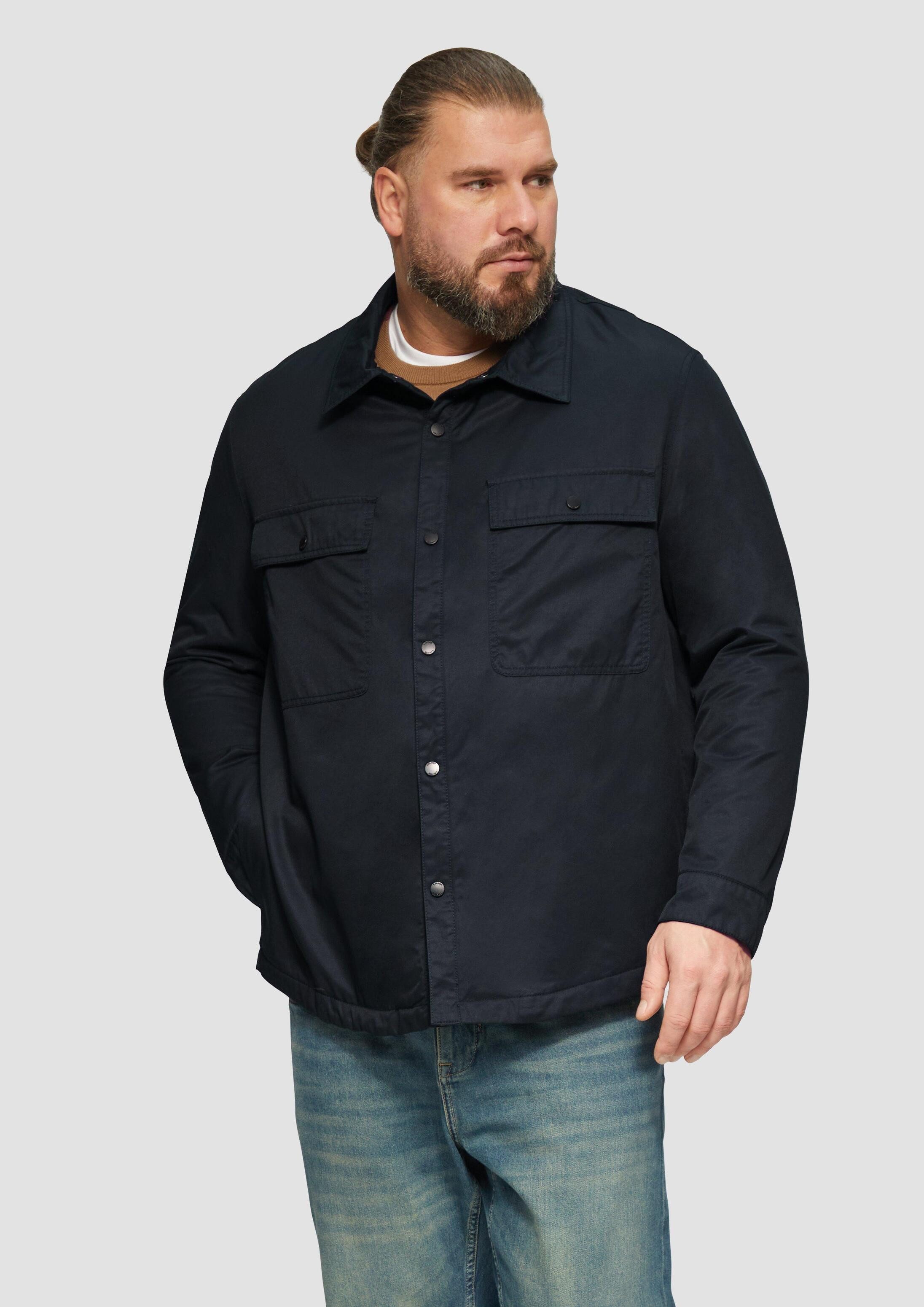 s.Oliver Hemdjacke Outdoor-Jacke Gefüttertes Twill-Overshirt mit Brusttaschen