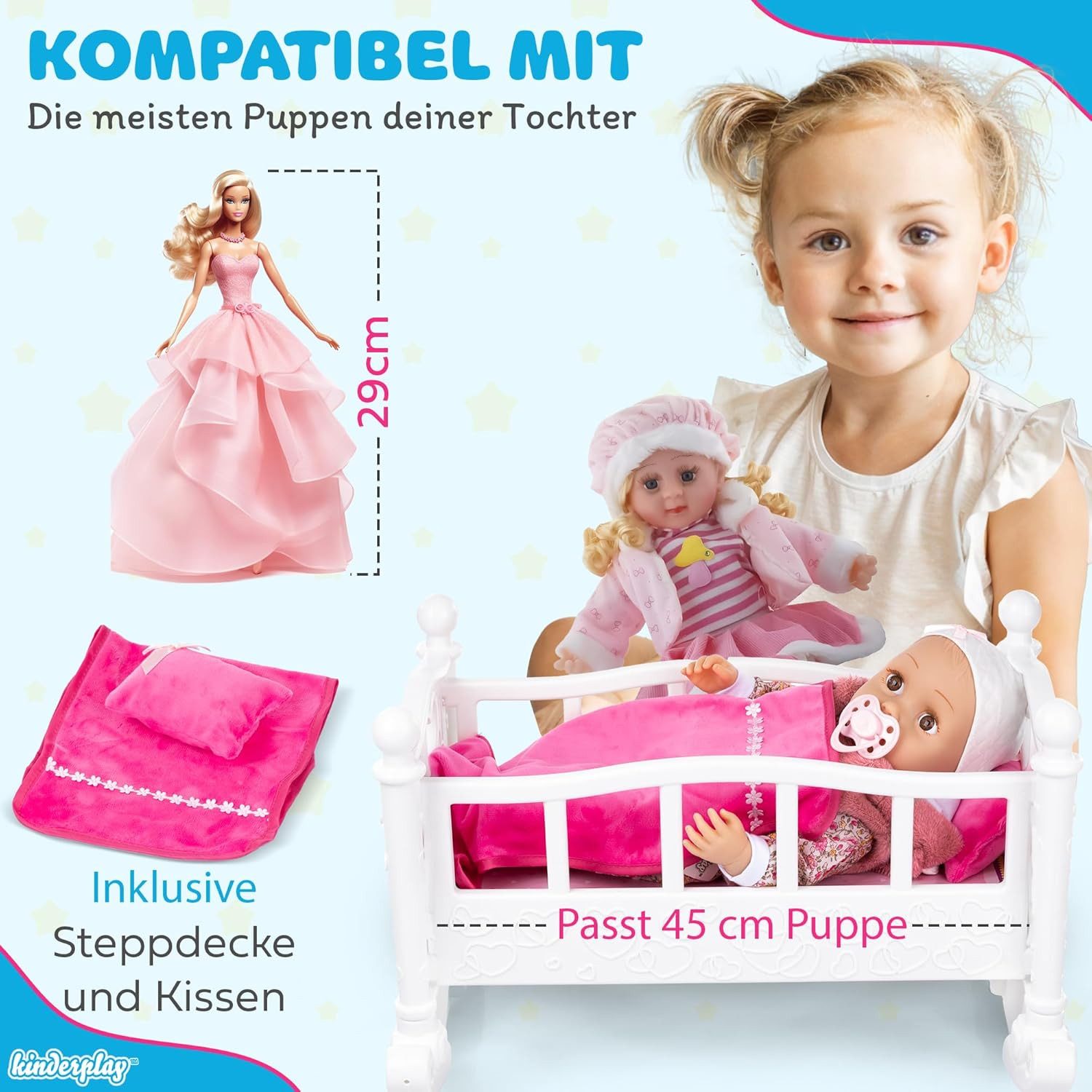 kinderplay Puppenwiege Puppenwiege mit Schaukelbewegung und günstig online kaufen