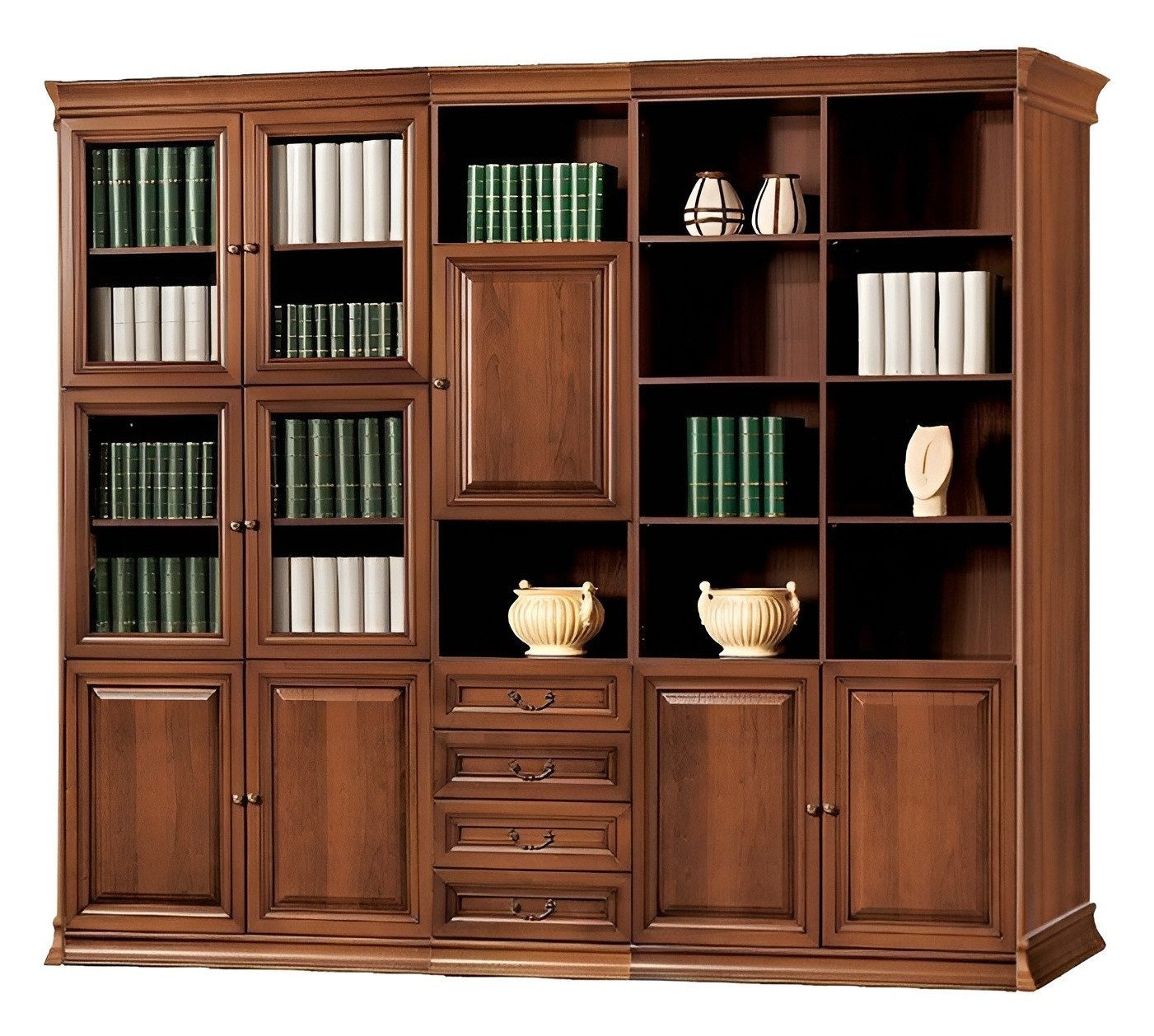 JVmoebel Aktenschrank Klassischer brauner Büroschrank Holz mit Regale Glastüren Sofort (1-St) Made in Europa