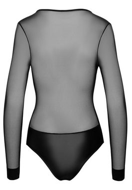 Cottelli Collection Body Transparenter Wetlook-Body mit Reißverschluss - schwarz