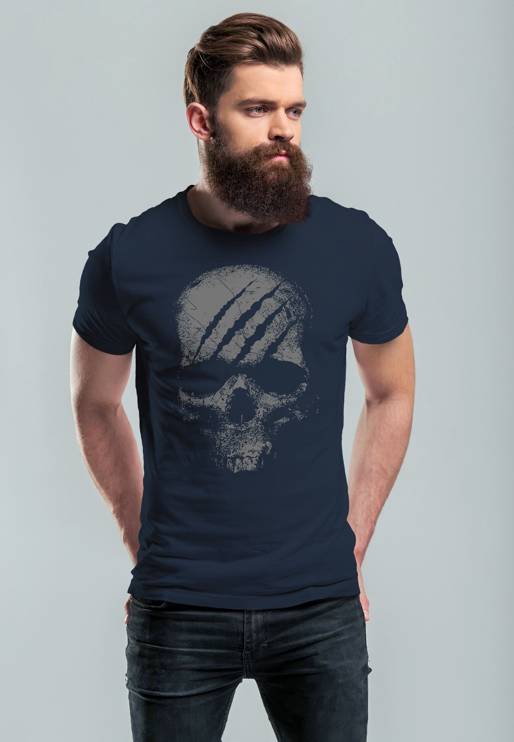 Neverless Print-Shirt Herren T-Shirt Totenkopf Skull Totenschädel Skelett P günstig online kaufen