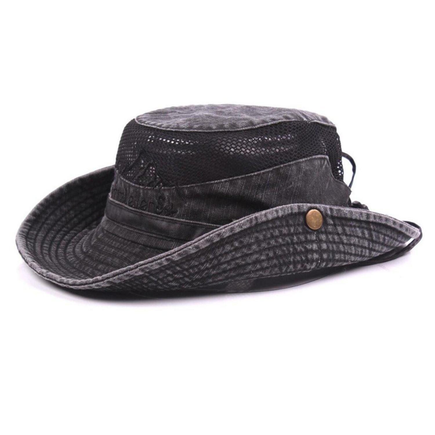 LuxusKollektion Fischerhut Sommerhut Herren Safari Baumwolle UV Schutz 55-58 Schwarz