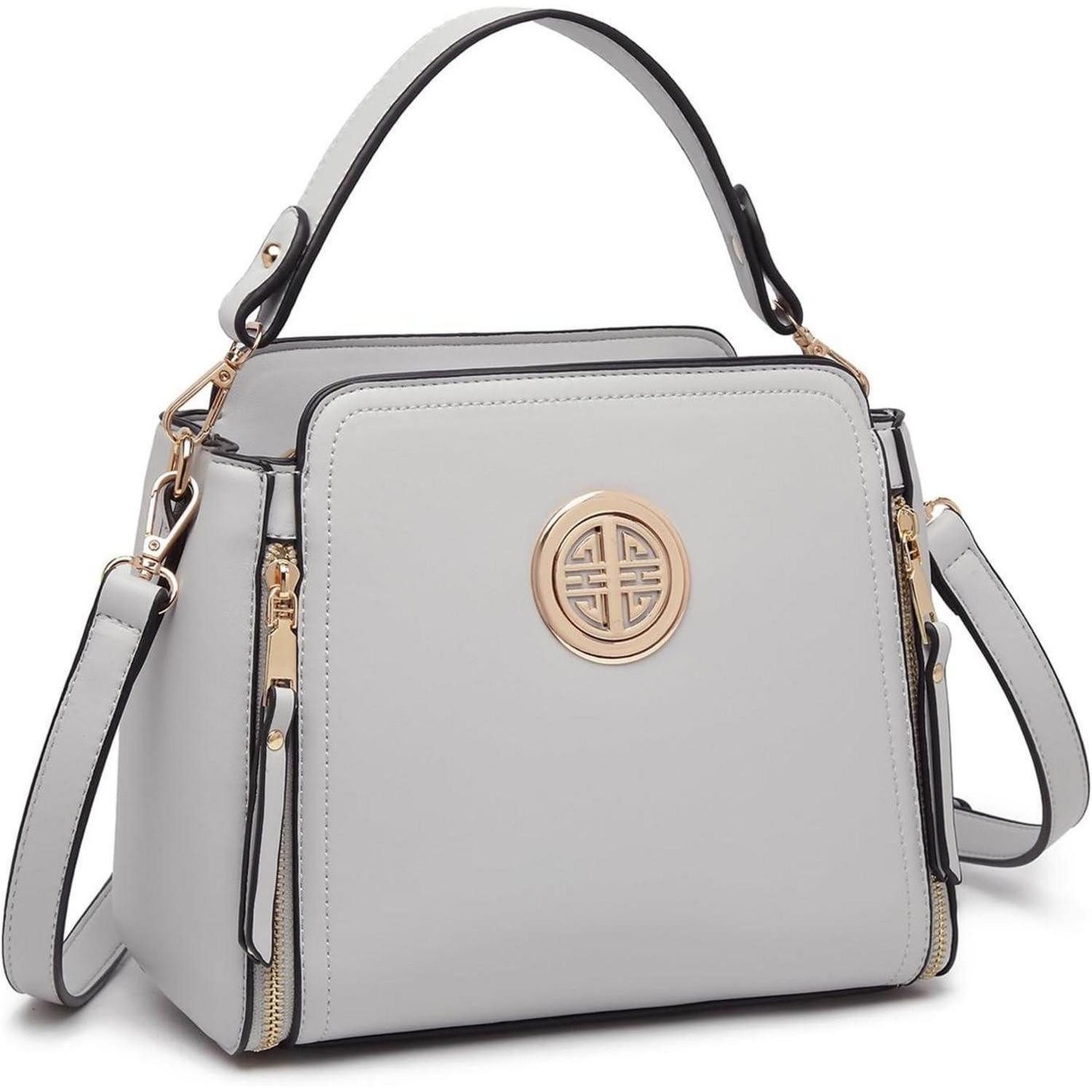 LuxusKollektion Handtasche Damen Umhängetasche Schultertasche Crossbody Henkeltasche Grau PU