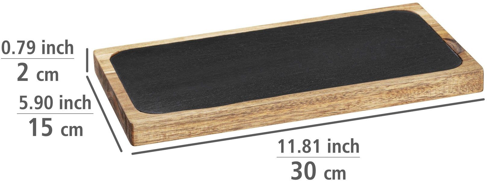 WENKO Schieferplatte, herausnehmbarer Ava, (1-St), zertifiziertem Schiefer, Servierbrett mit Akazienholz FSC® Akazienholz,