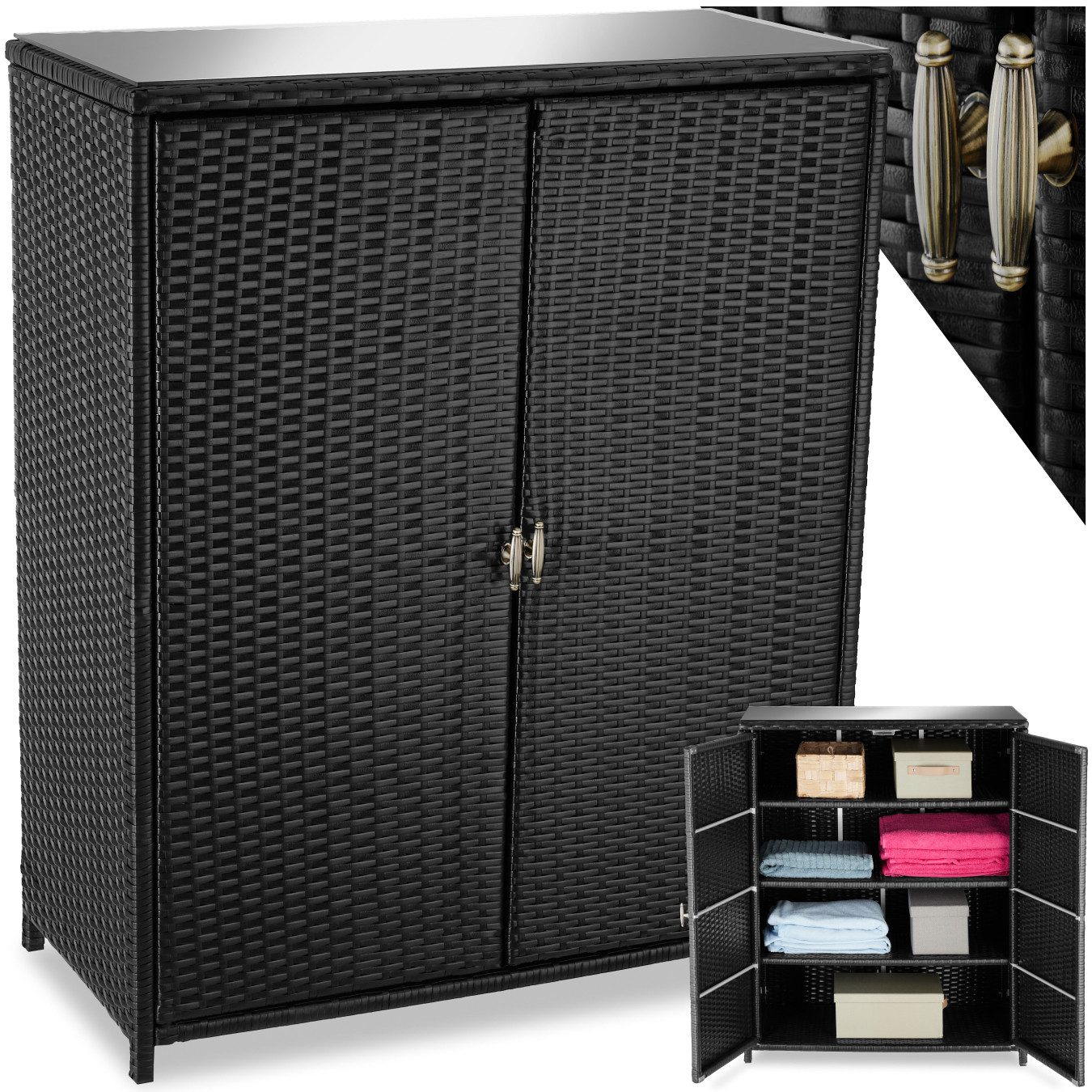 tectake Geräteschrank Gartenschrank (Rattanschrank, 1-St., 1 günstig online kaufen