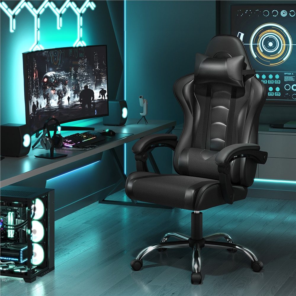 Yaheetech Gaming-Stuhl mit Kopfstütze & Massagefunktion & Verstellbarer Rüc günstig online kaufen