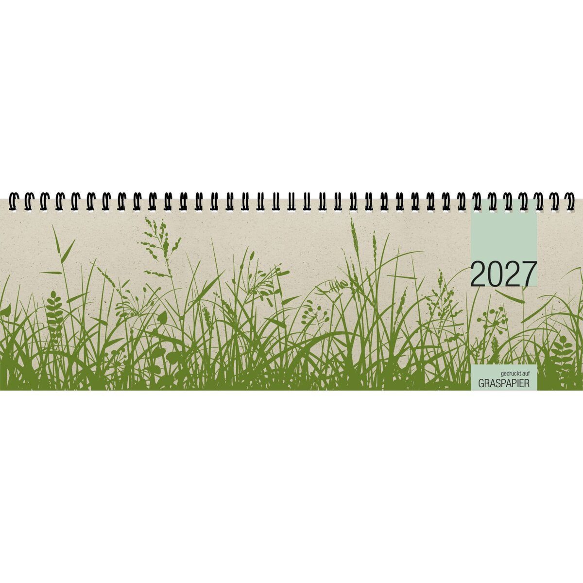 ZETTLER Schreibtischkalender Tischquerkalender Graspapier 32x10,5cm 1 Woche/2 Seiten 2027