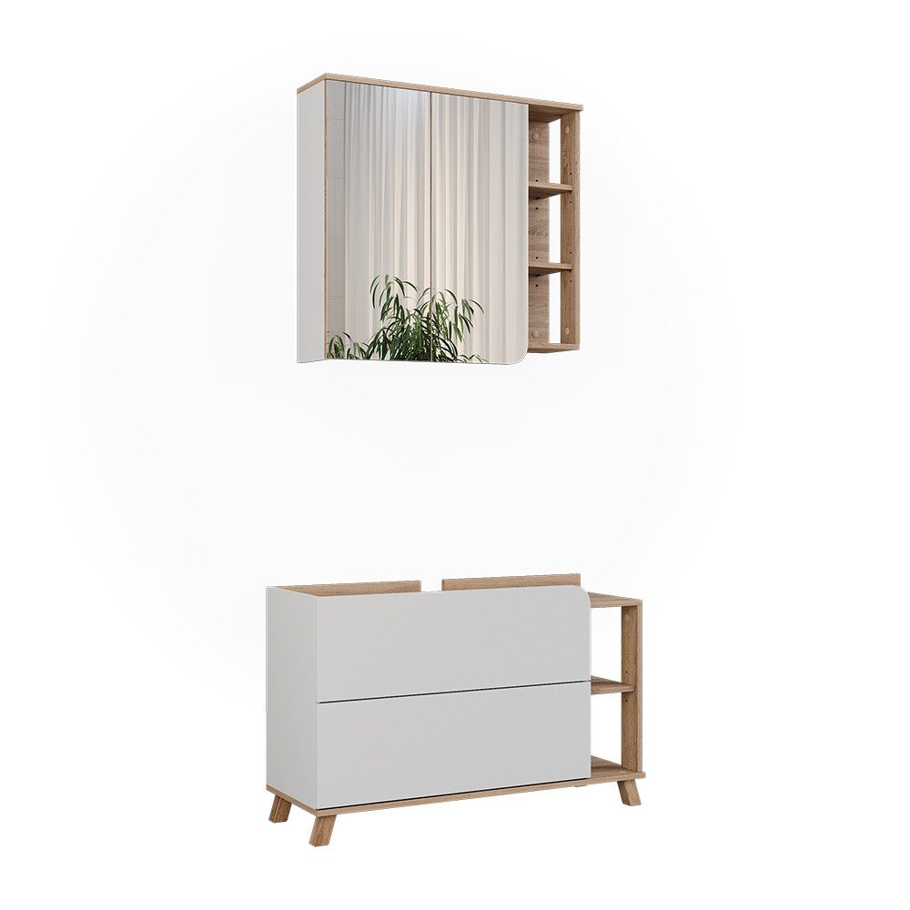 Vicco Badmöbel-Set Karen, Sonoma/Weiß, 2 Teile, (2-St., 2er Set) günstig online kaufen