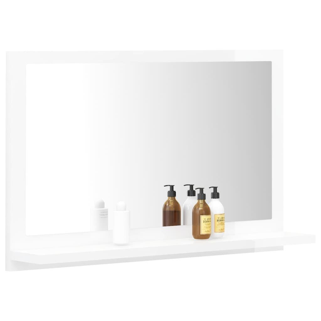 Badspiegel Badezimmerspiegelschrank Holzwerkstoff 60x10,5x37 (1-St) vidaXL Hochglanz-Weiß cm