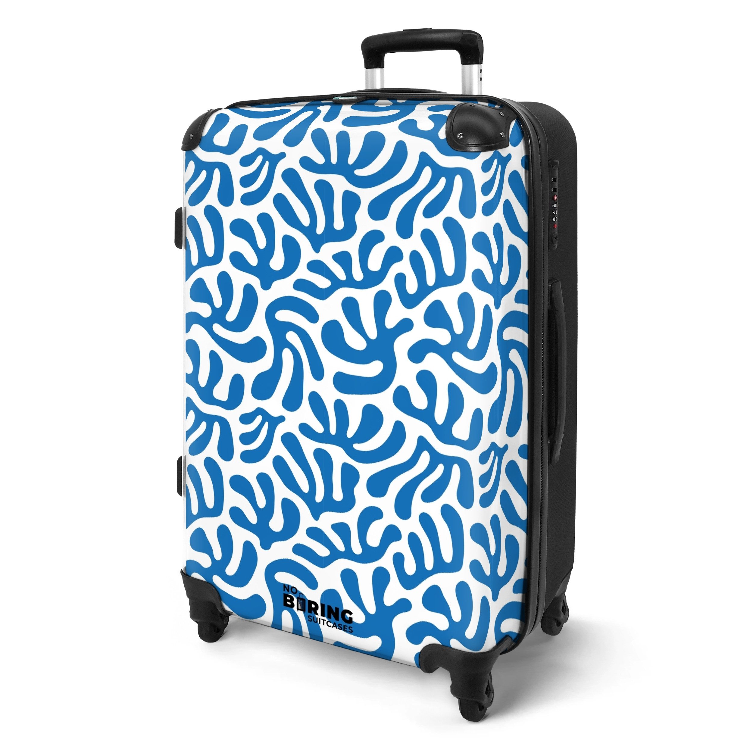NoBoringSuitcases.com© Hartschalen-Trolley Weiß mit blauem Korallenmuster günstig online kaufen