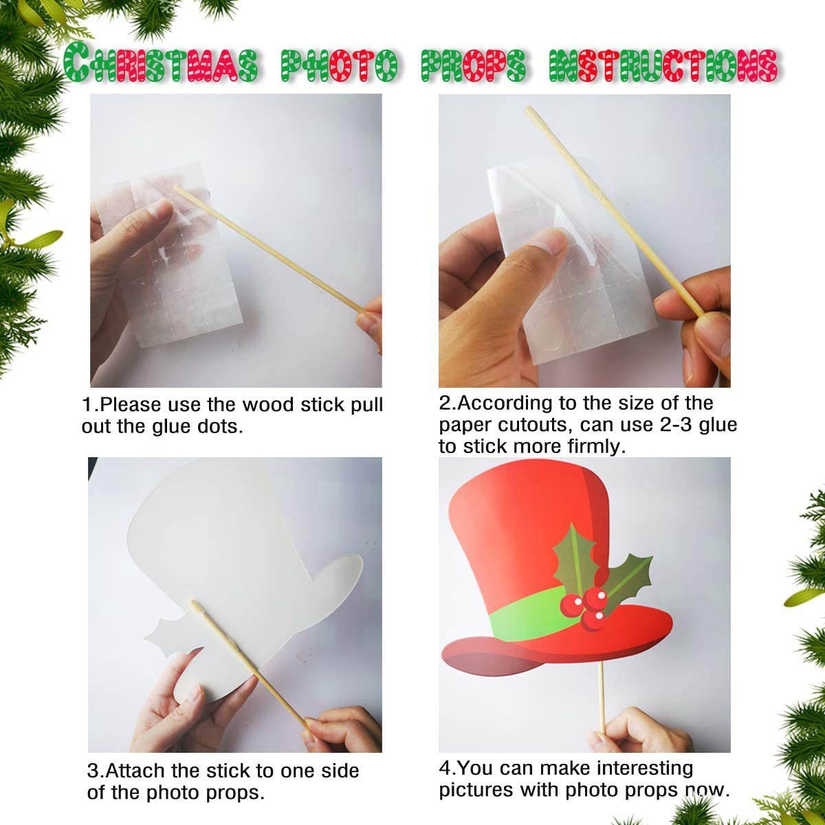 Goods+Gadgets Papierdekoration Weihnachten Foto-Requisiten, Weihnachtsbilder Sticks Foto