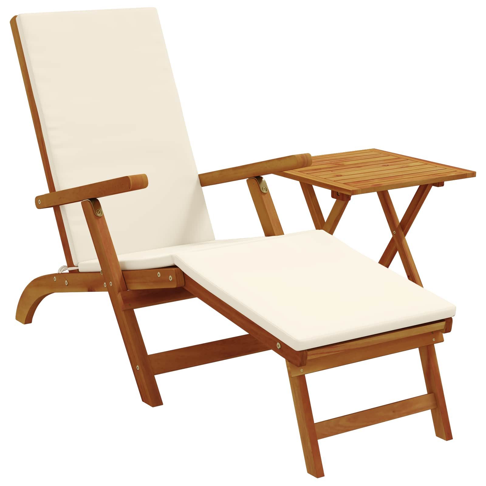vidaXL Gartenliege Liegestuhl zum Verstellen und Klappen 2 pcs Cremeweiß, 2 St.