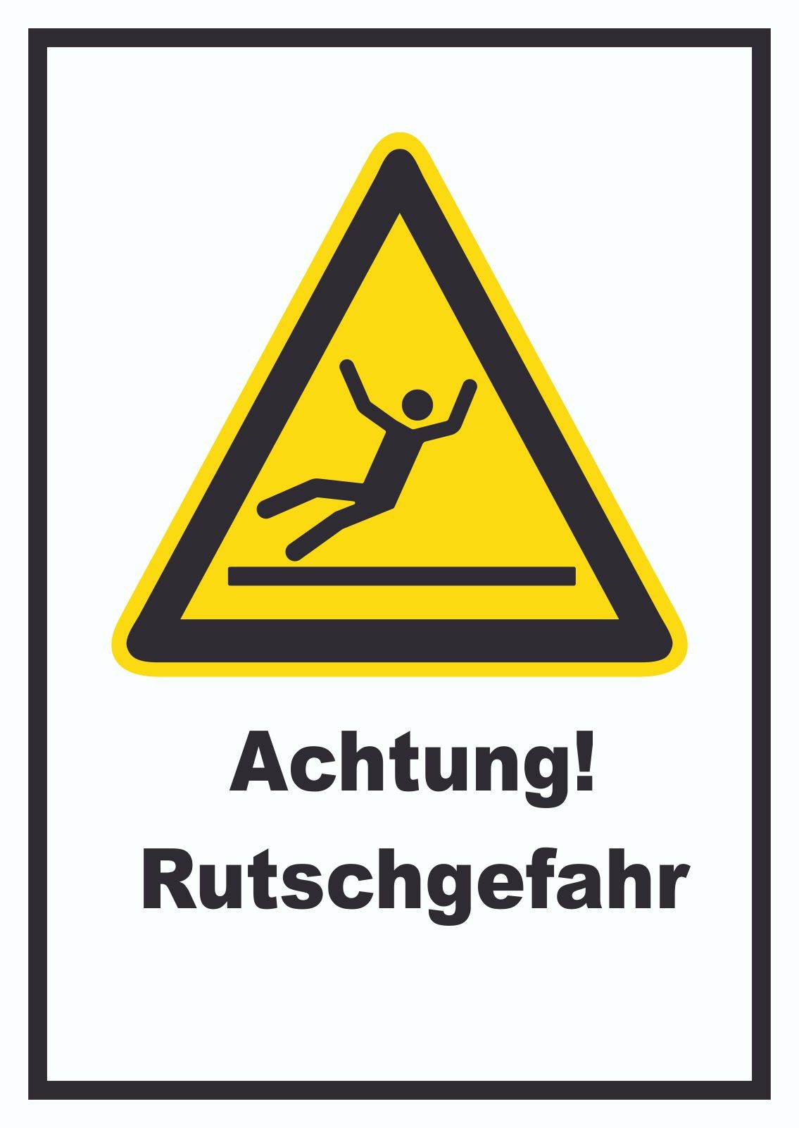HB-Druck Hinweisschild Achtung Rutschgefahr Schild, wetterfest, stabil, UV-beständig, kratzfest