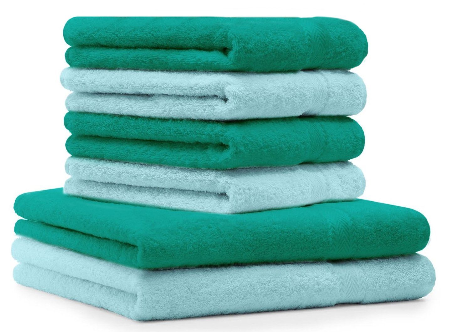 Betz Handtuch Set 6-TLG. Handtuch-Set Premium 100% Baumwolle 2 Duschtücher 4 Handtücher Farbe smaragdgrün und türkis, 100% Baumwolle
