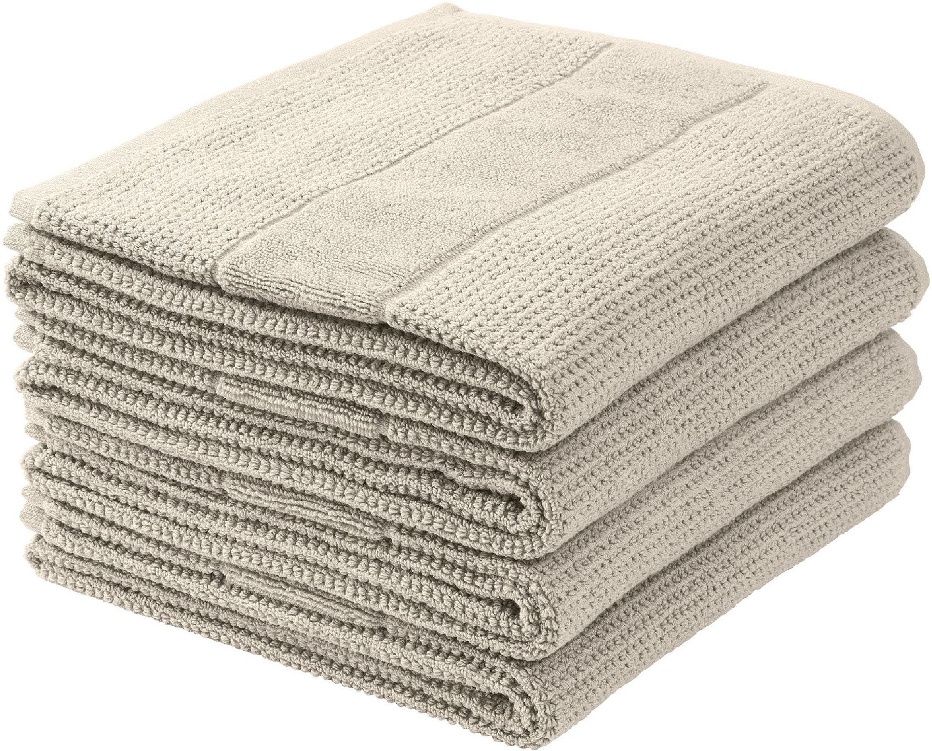 Schiesser Handtücher Turin aus 100% Baumwolle in dezenter Reiskornoptik, Frottier (Set, 4-St), OEKO-TEX® MADE IN GREEN