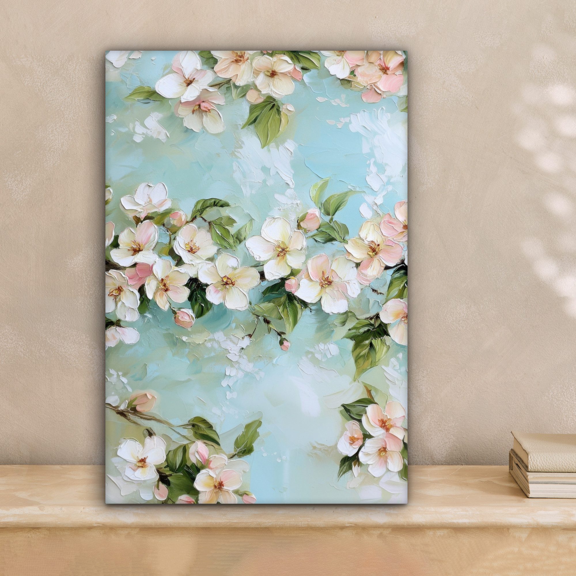 OneMillionCanvasses® Leinwandbild Blüte - Blätter - Hellblau, Fotodruck (1 günstig online kaufen