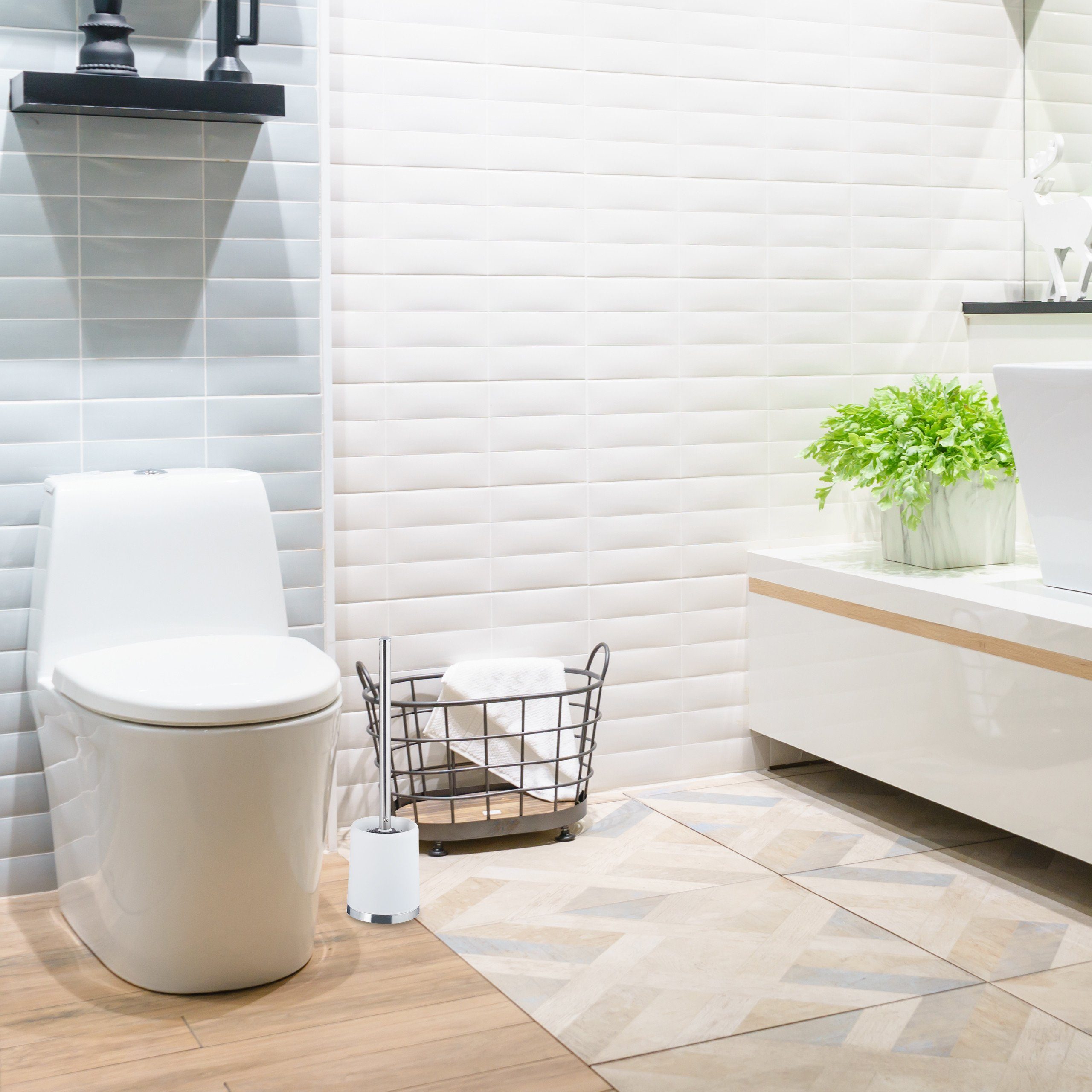 relaxdays Badezimmer-Set WC-Garnitur rund, weiß