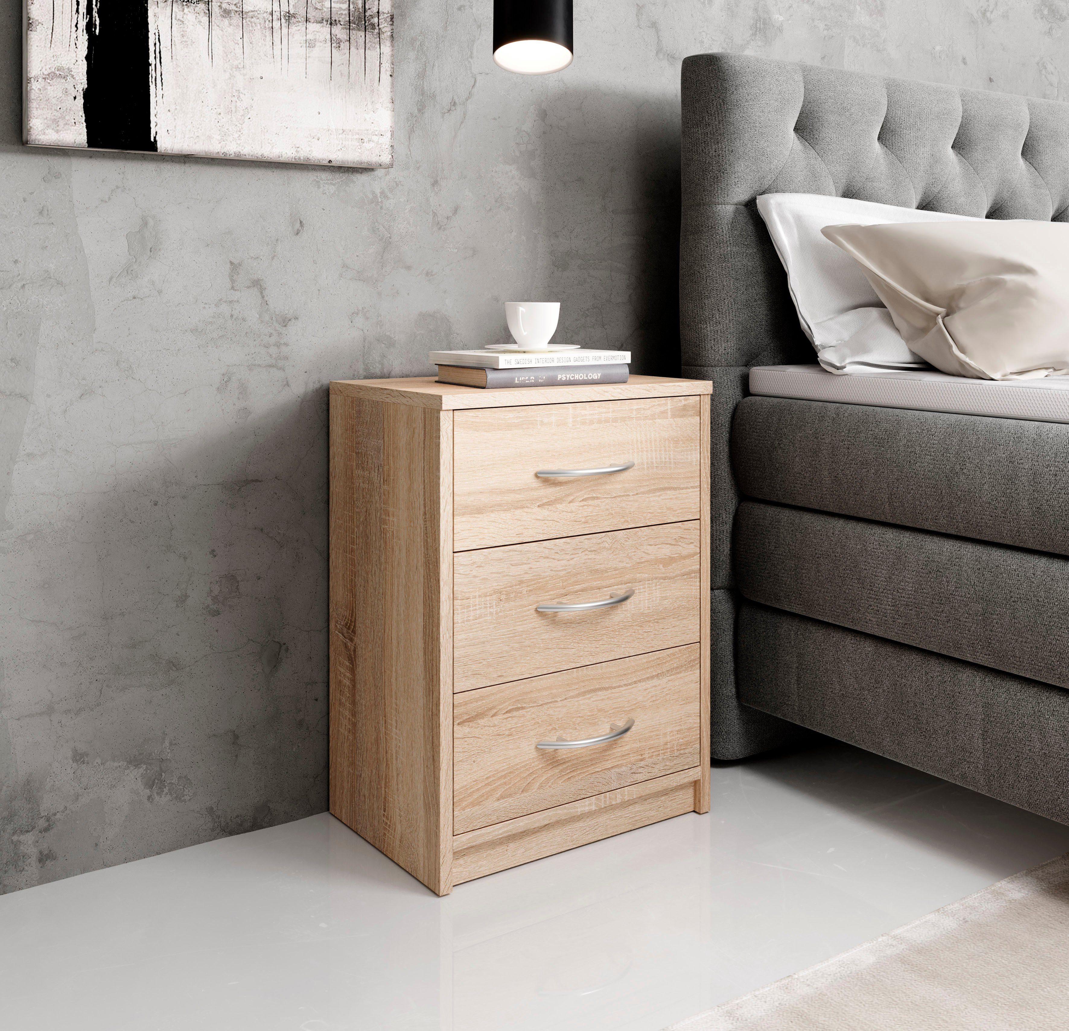 Schlafkontor Nachttisch "Pepe" mit 3 Schubkästen günstig online kaufen