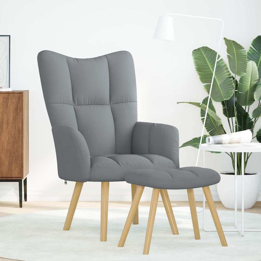 vidaXL Sessel Relaxsessel mit Hocker Hellgrau günstig online kaufen