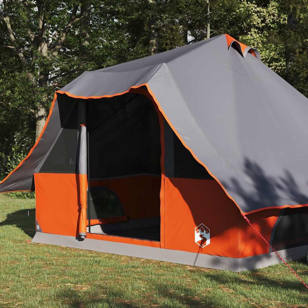 vidaXL Tipi-Zelt Tipi Zelt 8 Personen Grau und Orange Taft, Personen: 8 (1 tlg)