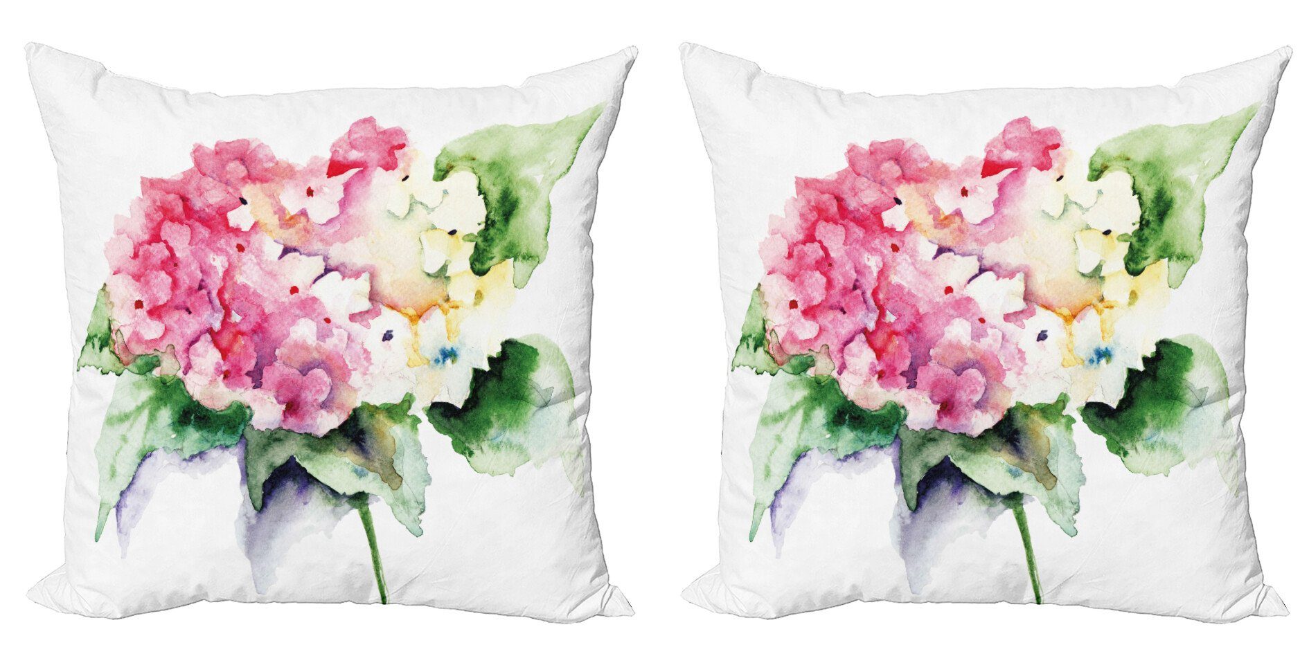 Abakuhaus Doppelseitiger Blumen (2 Accent Hydrangea-Blumen-Blumenstrauß Stück), Digitaldruck, Kissenbezüge Modern