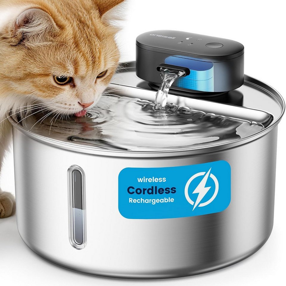Purpurra Trinkbrunnen Oneisall Kabellos Katzenbrunnen mit SilentFlow™-Pumpe, 2.2/3.2L 3.2 l