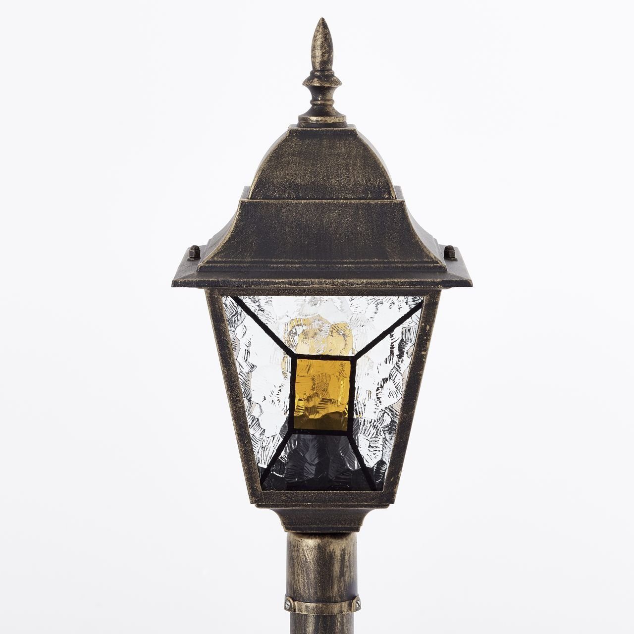 Brilliant Außen-Stehlampe Janel, 60W, 120cm geeigne E27, 1x Janel A60, schwarz gold Außenstandleuchte