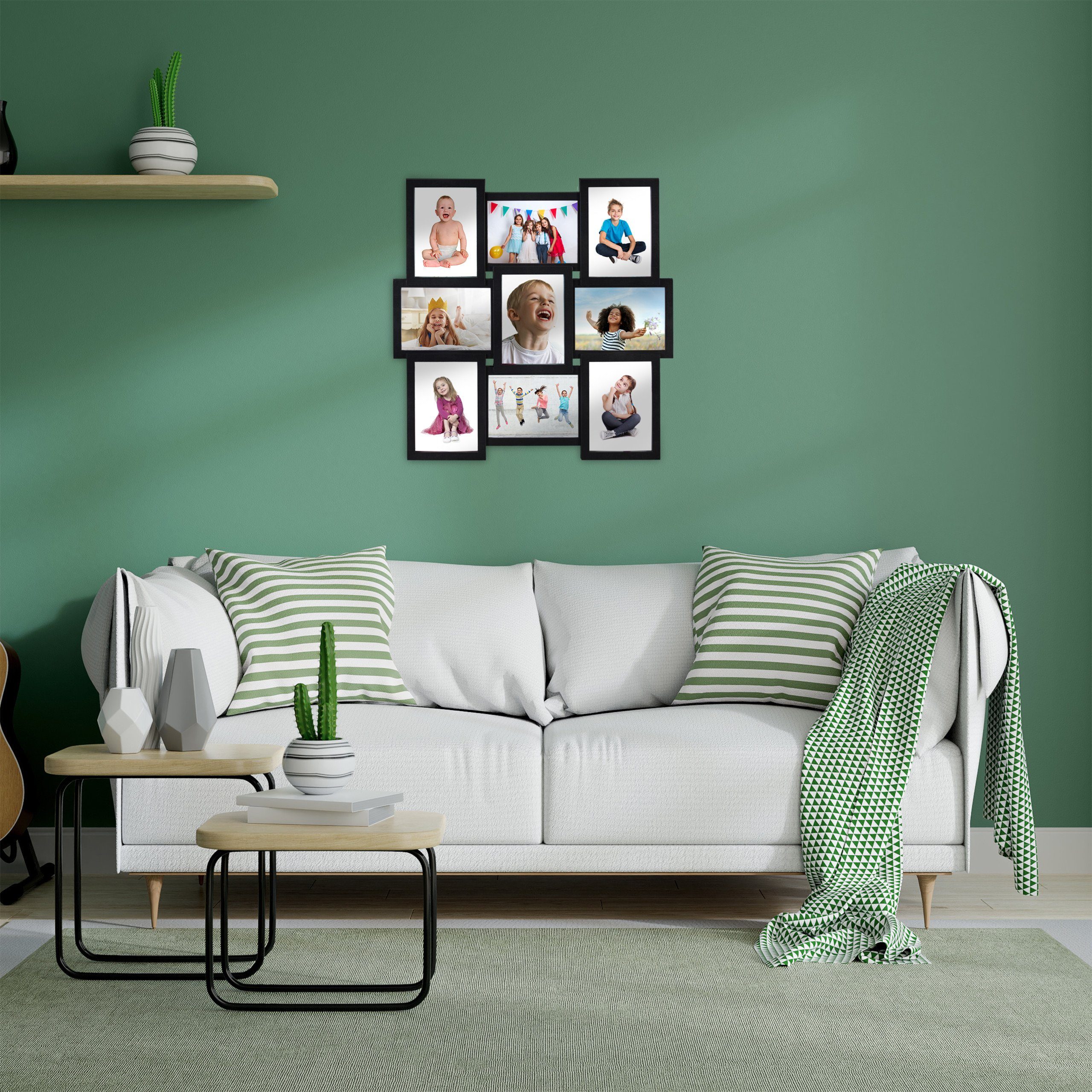 relaxdays Collagerahmen Bilderrahmen Collage 9 Bilder, schwarz günstig online kaufen