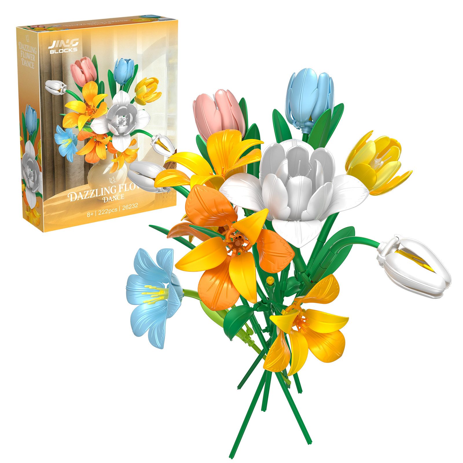 Esun Blumenstrauß Bausatz, Tulpen Blumen Set für Erwachsene 222 St. Spielbausteine, (Set, 222 St., Komplettset), Home Deko Flower Muttertag Geburtstag Valentinstag