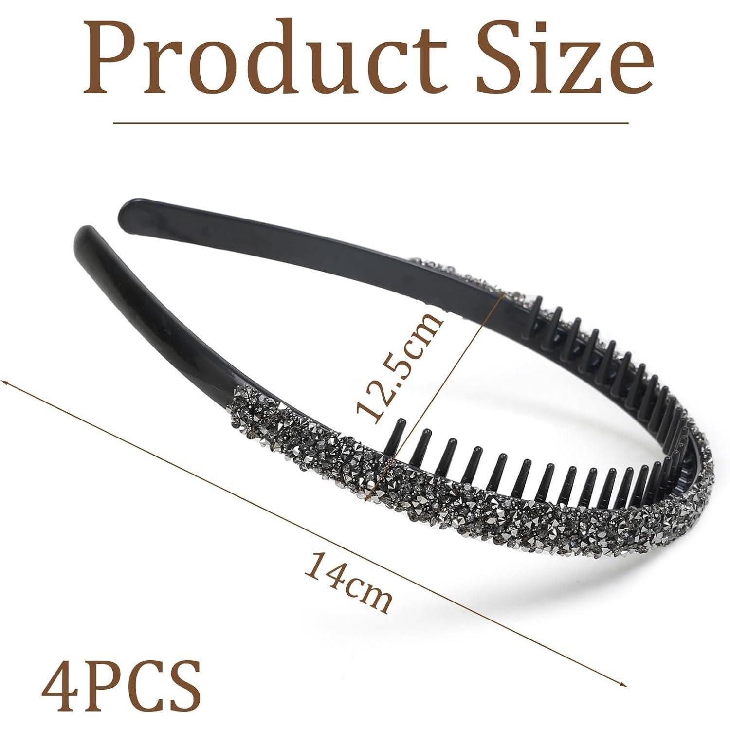 LuxusKollektion Haarreif 4 Stück Schwarz Silber Grau Dunkelblau Strass Stir günstig online kaufen