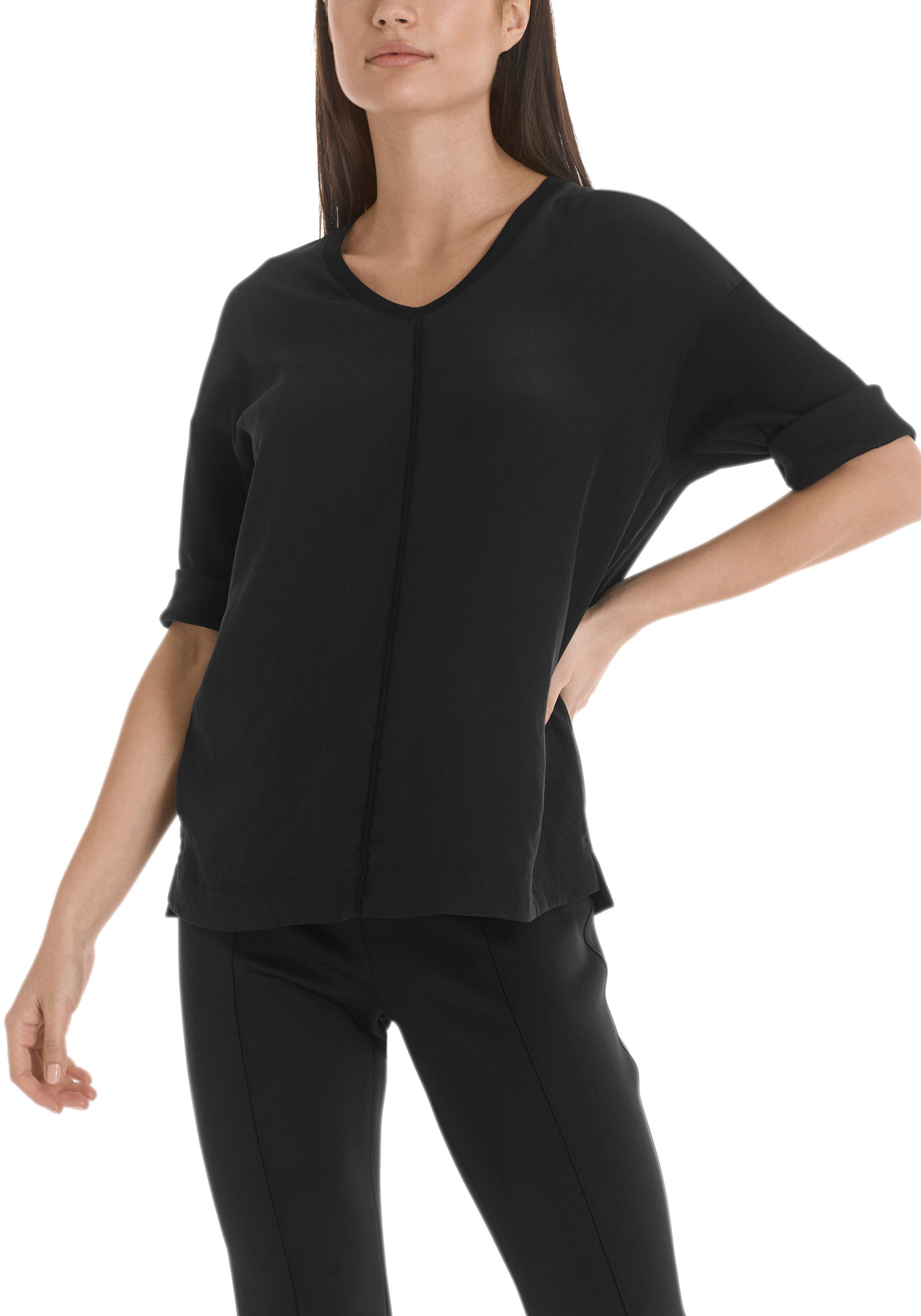 Marc Cain Langarmbluse Essential" black Premium "Collection Blusenshirt aus Damenmode Material-Mix