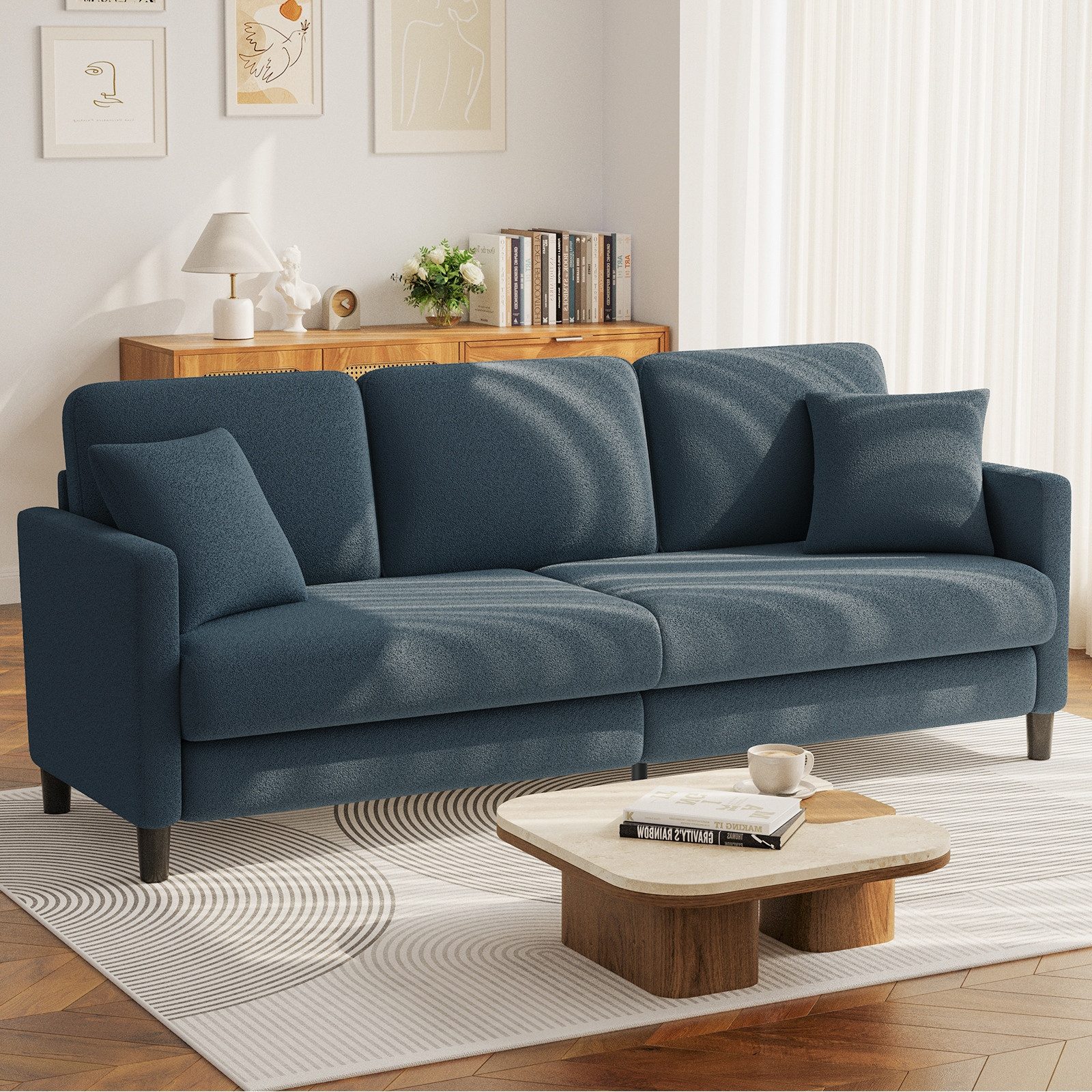 ToteBox 3-Sitzer Teddy Fleece Werkzeugfreier Aufbau Sofas für Wohnzimmer