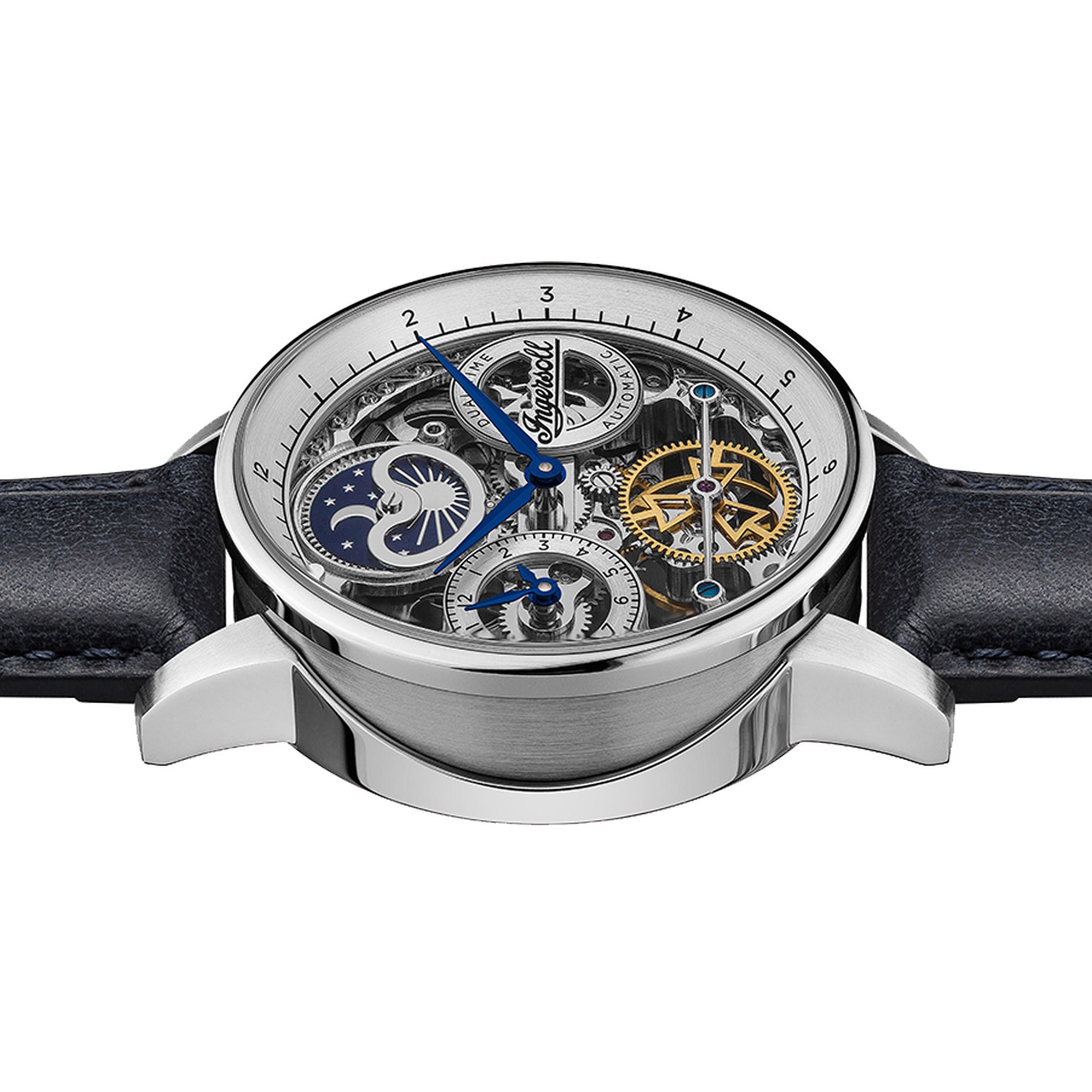 Ingersoll Automatikuhr The Jazz I07702, Armbanduhr, Herrenuhr, Mechanische Uhr, Lederarmband, analog, Dualzeit