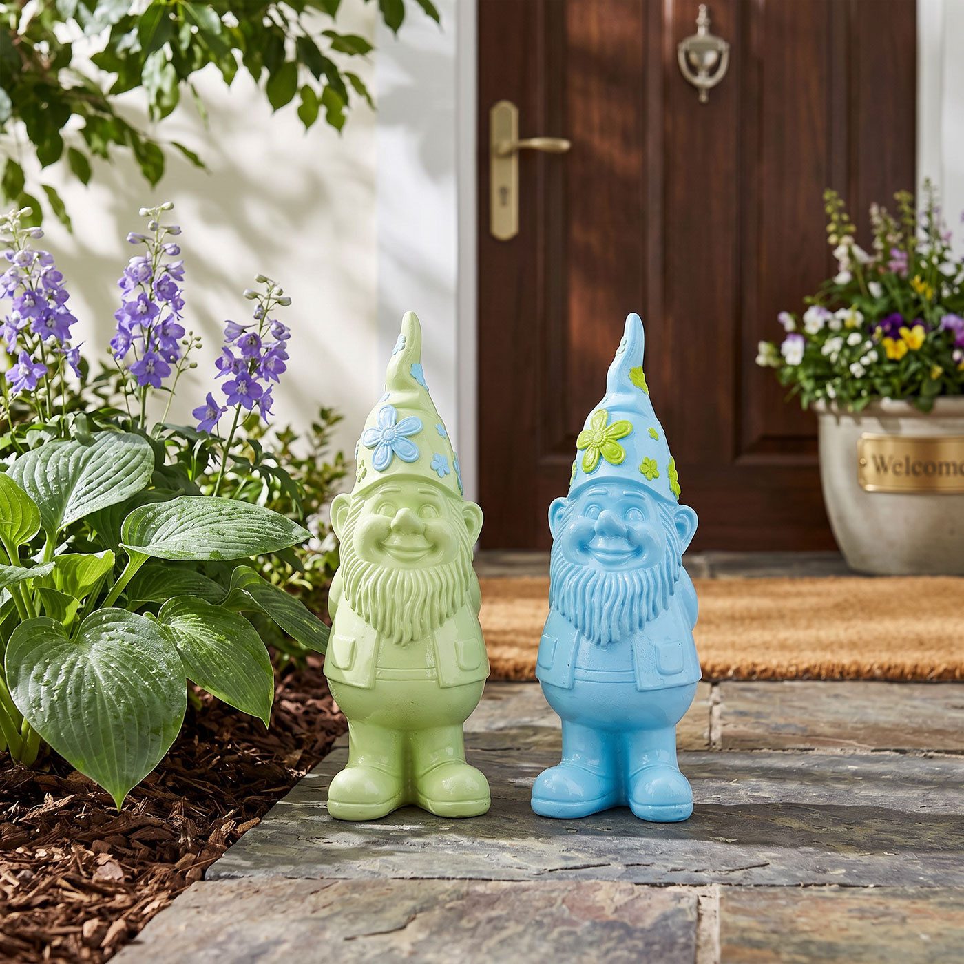 Levandeo® Dekofigur, 2er Set Gartenzwerg H27cm Deko Figuren Wichtel Kunstharz Gartendeko