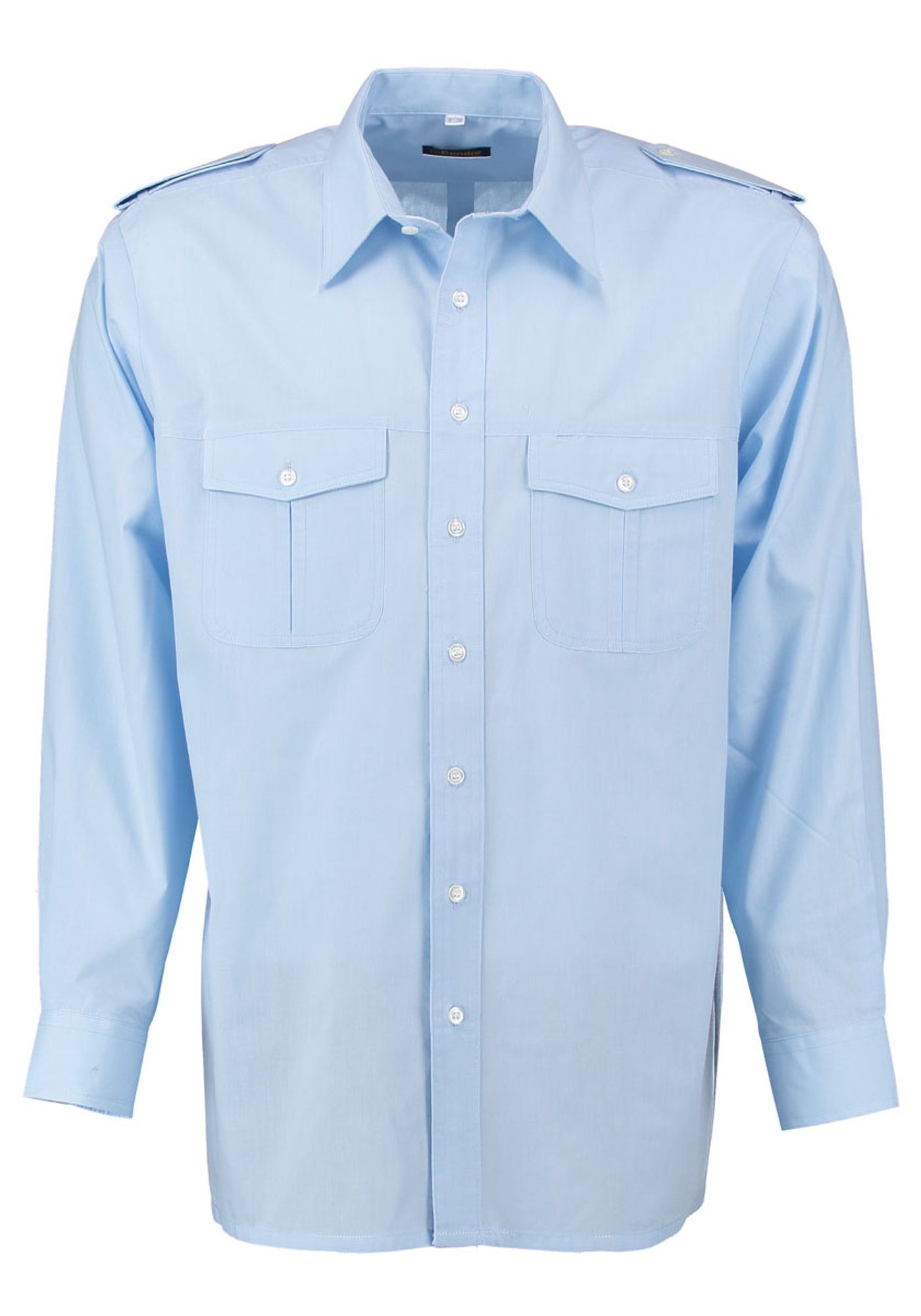 Condor Langarmhemd abnehmbare Pilotenhemd hellblau/bleu Herren ohne Kleyad Schulterklappen