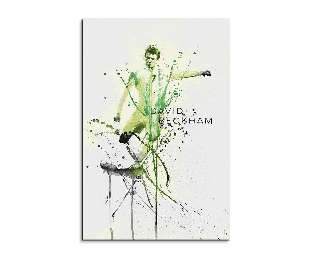 Sinus Art Leinwandbild David Beckham 90x60cm Keilrahmenbild Kunstbild Aquarell Art Wandbild auf Leinwand fertig gerahmt Or