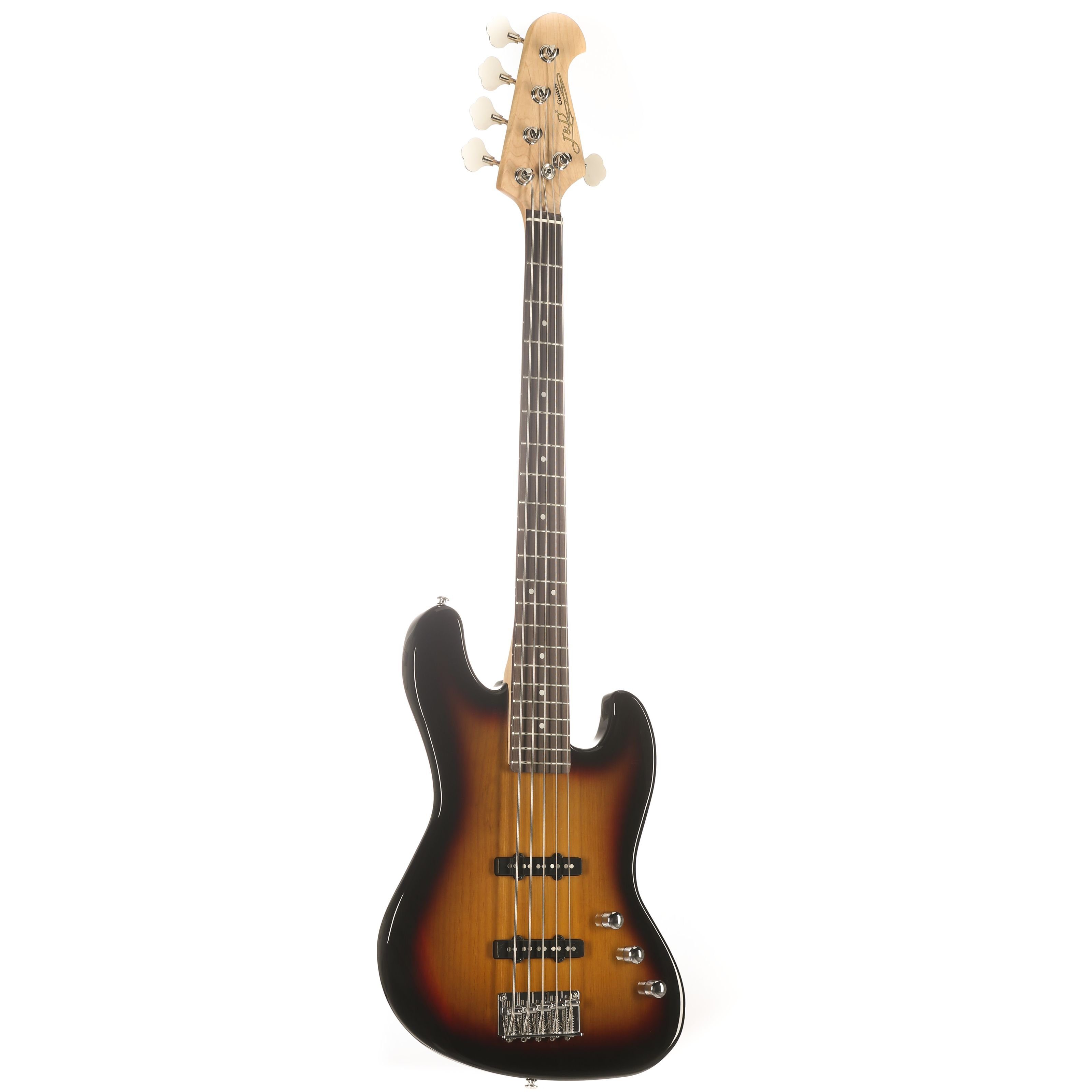 J & D E-Bass, JB/5 5-String Bass Sunburst E-Bass Erlekorpus Ahornhals Palisandergriffbrett Alnico Single Coil Tonabnehmer 34 Zoll Longscale Mensur Hochglanz-Finish Passive Elektronik, E-Bässe, 5-Saiter E-Bässe, JB/5 5-String Bass, E-Bass, Alnico Single Coil Tonabnehmer