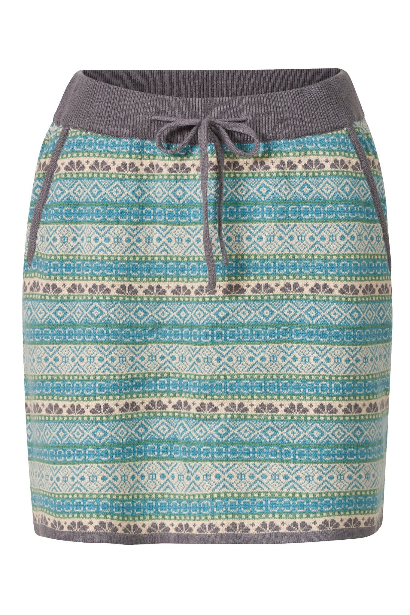 Strickrock Edler Rock Damen mit Streifenmuster aus Merino-Kaschmir-Wollmischung