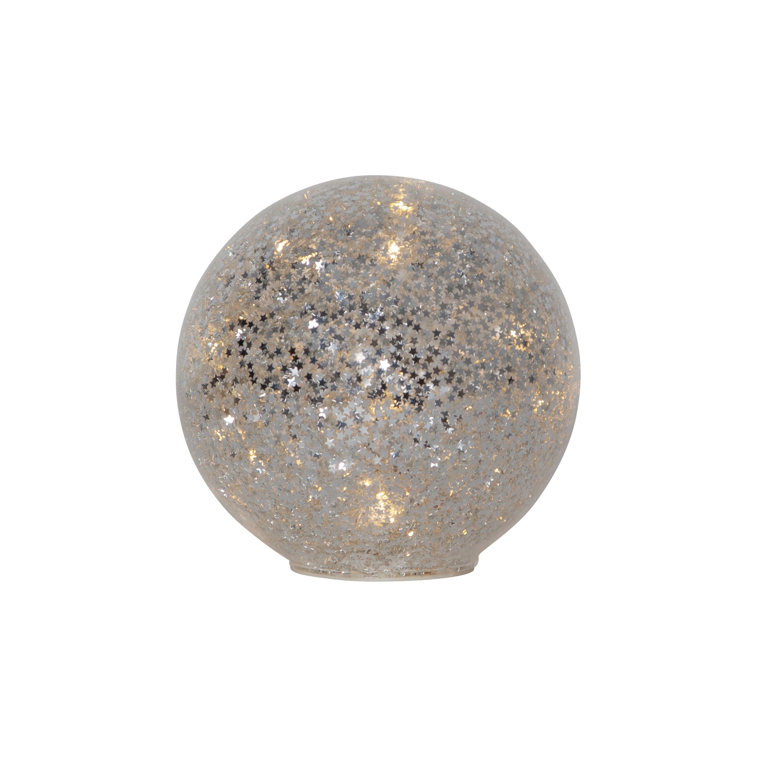 EGLO Dekoobjekt Star fall, LED Weihnachtsdeko Glaskugel Silber Tischdekoration Weihnachten Ø15cm