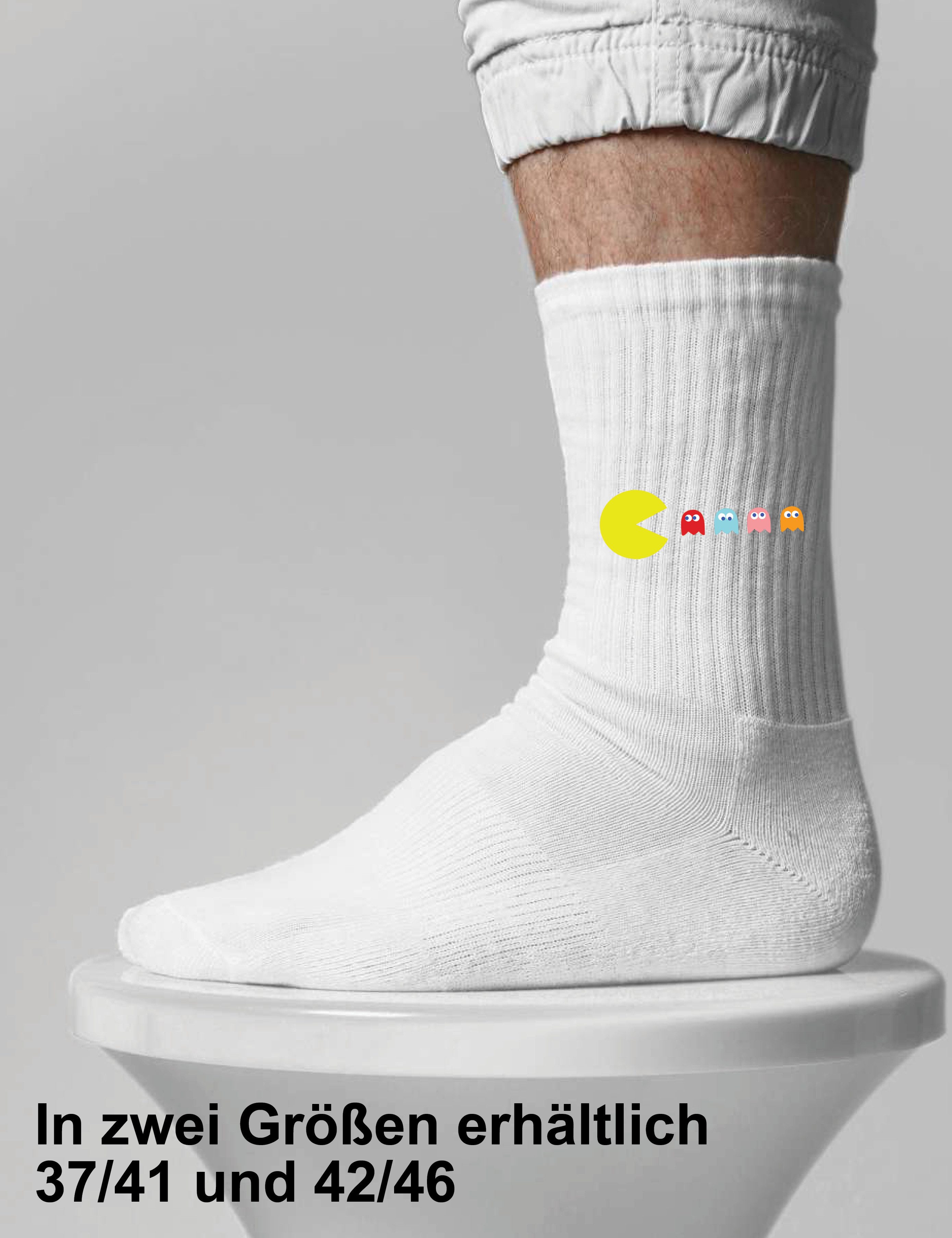Youth Designz Tennissocken Unisex Socken "Pacman Retro" Aufdruck lustig Geschenk Statement mit verstärkter Verse und Zehenbereich