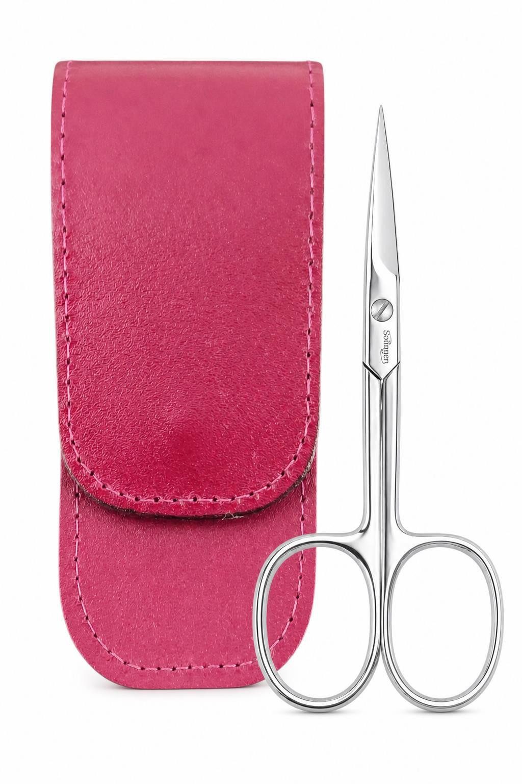 EloModa Nagelschere Solingen Nagelhautschere 9 cm aus gehärtetem Stahl mit Echtleder-Etui, (1-tlg), Nagelhautschere aus gehärtetem Stahl, Leder-Etui Made in Germany