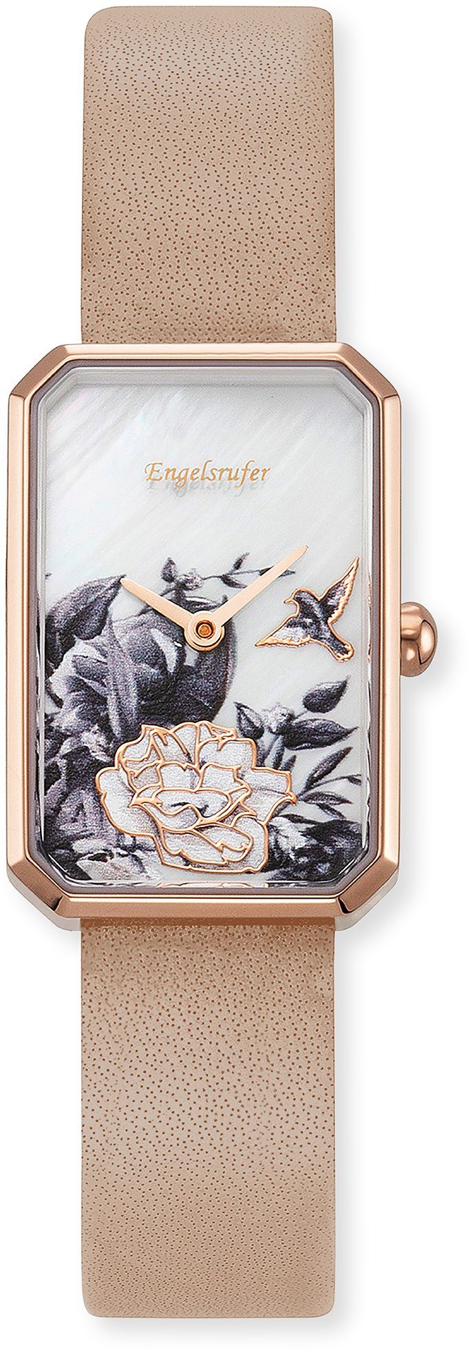 Engelsrufer Quarzuhr Flower ERWA-FLOWER1-LBR1-RR, Armbanduhr, Damenuhr, Lederarmband, analog