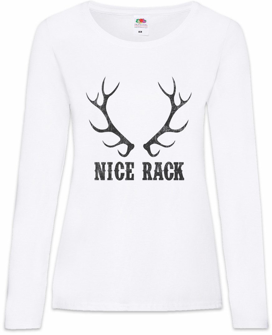 Langarmshirt Nice Rack Damen Langarmshirt Hirsch Reh Jagd Jäger Bär Geweih Deer